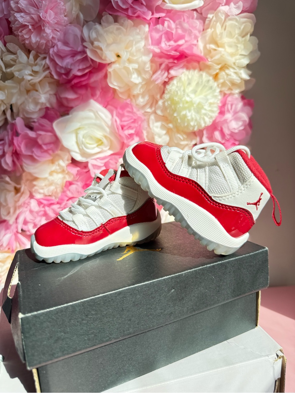 Jordan Kids Red and White Low-Top Sneakers